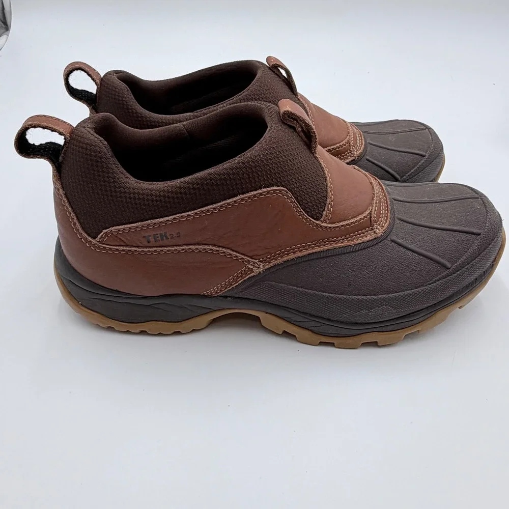 LL Bean Tek 2.5 Storm Chaser Slip On Duck Boots Brown Leather Womens 11 297729